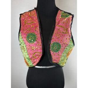 Vintage Contempo Casuals cropped sequin vest women's free size